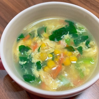 小松菜とコーンの中華スープ